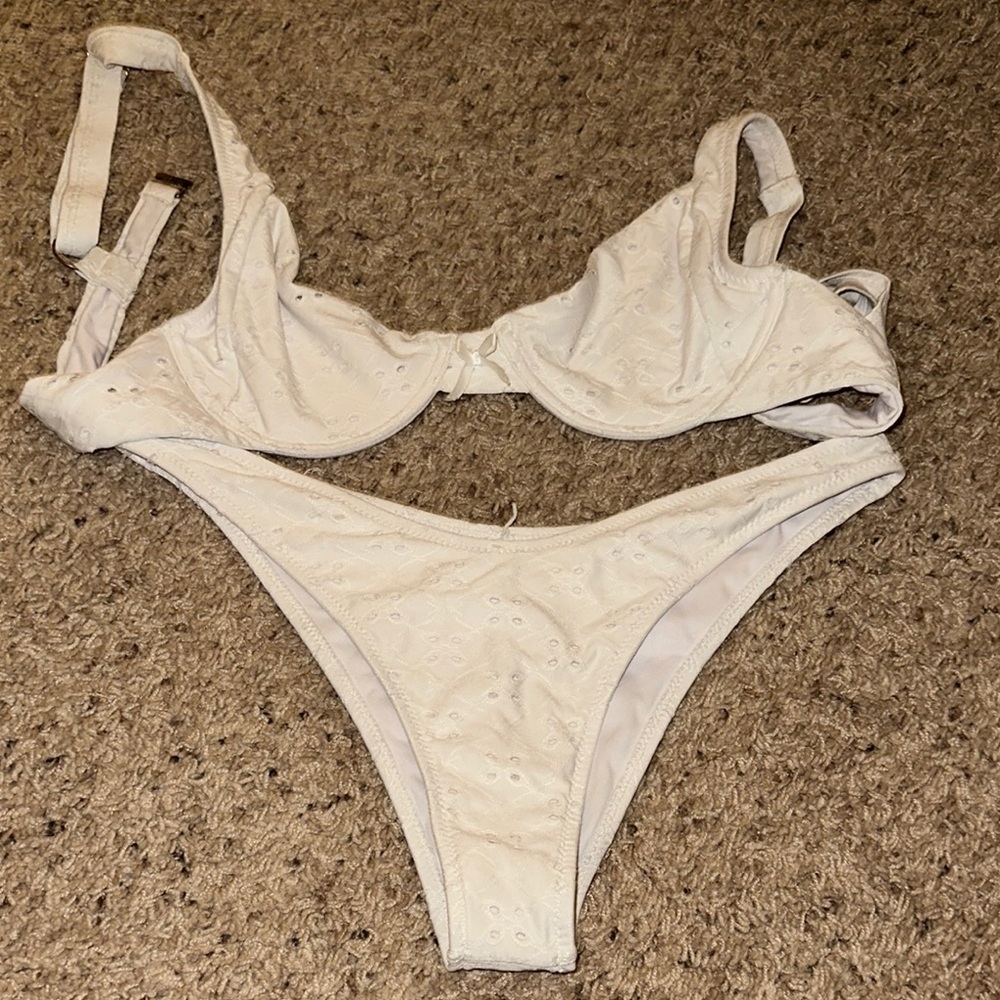 White Eyelet Bikini Set